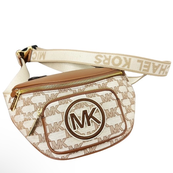 Michael Kors Erin XS Waist Bag FannyPack Crossbody MK Logo Jacquard Luggage - Picture 5 of 10